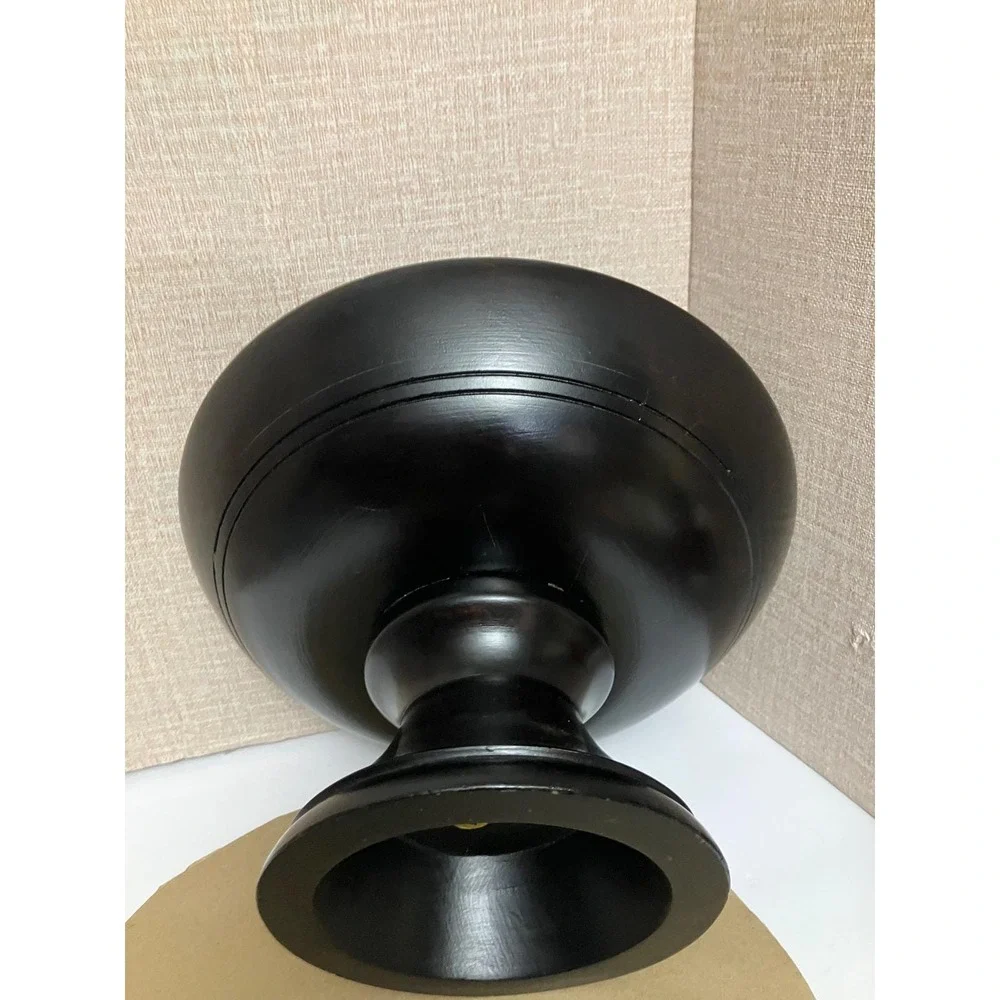 Wooden Pedestal Bowl Home‎ Decor Medium Black Excellent Matte Centerpiece